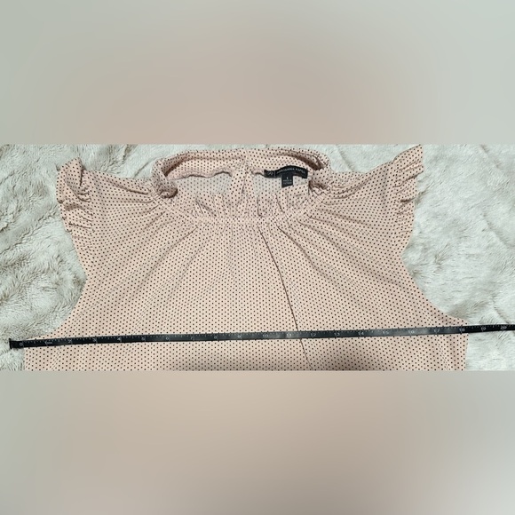 Adrianna Papell Lightweight Dotted Polka Dot High Neck Ruffles Blouse - Picture 3 of 9